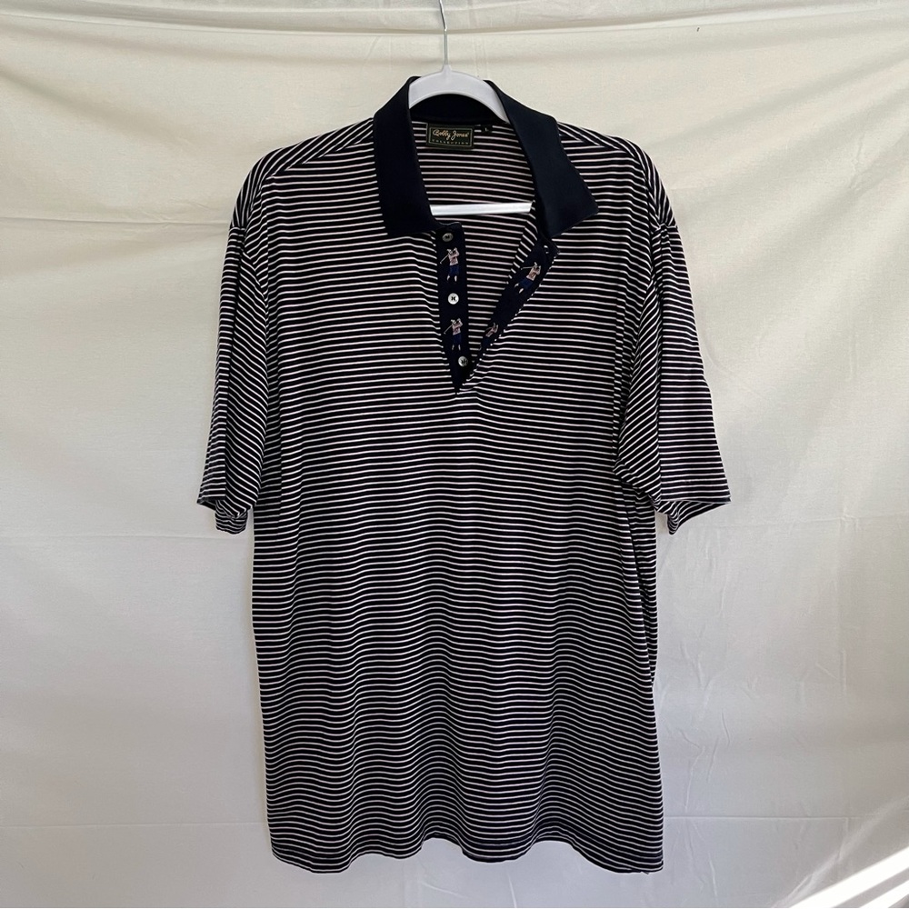 Bobby Jones Collection Lite Purple Stripe Golf Polo ShortSleeve Shirt Size Large